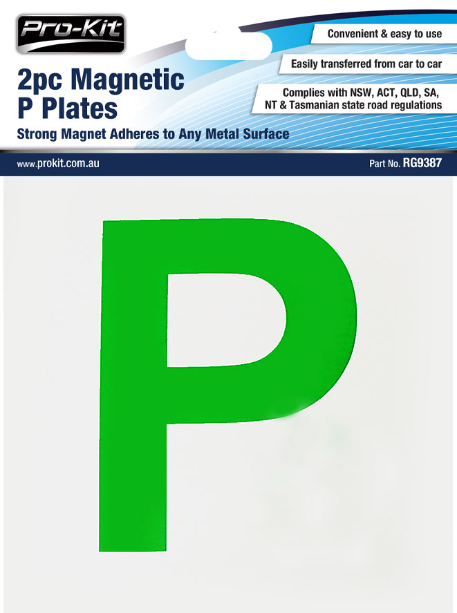 2pc Magnetic Green P Plates – Usable in NSW, ACT, QLD & TAS
