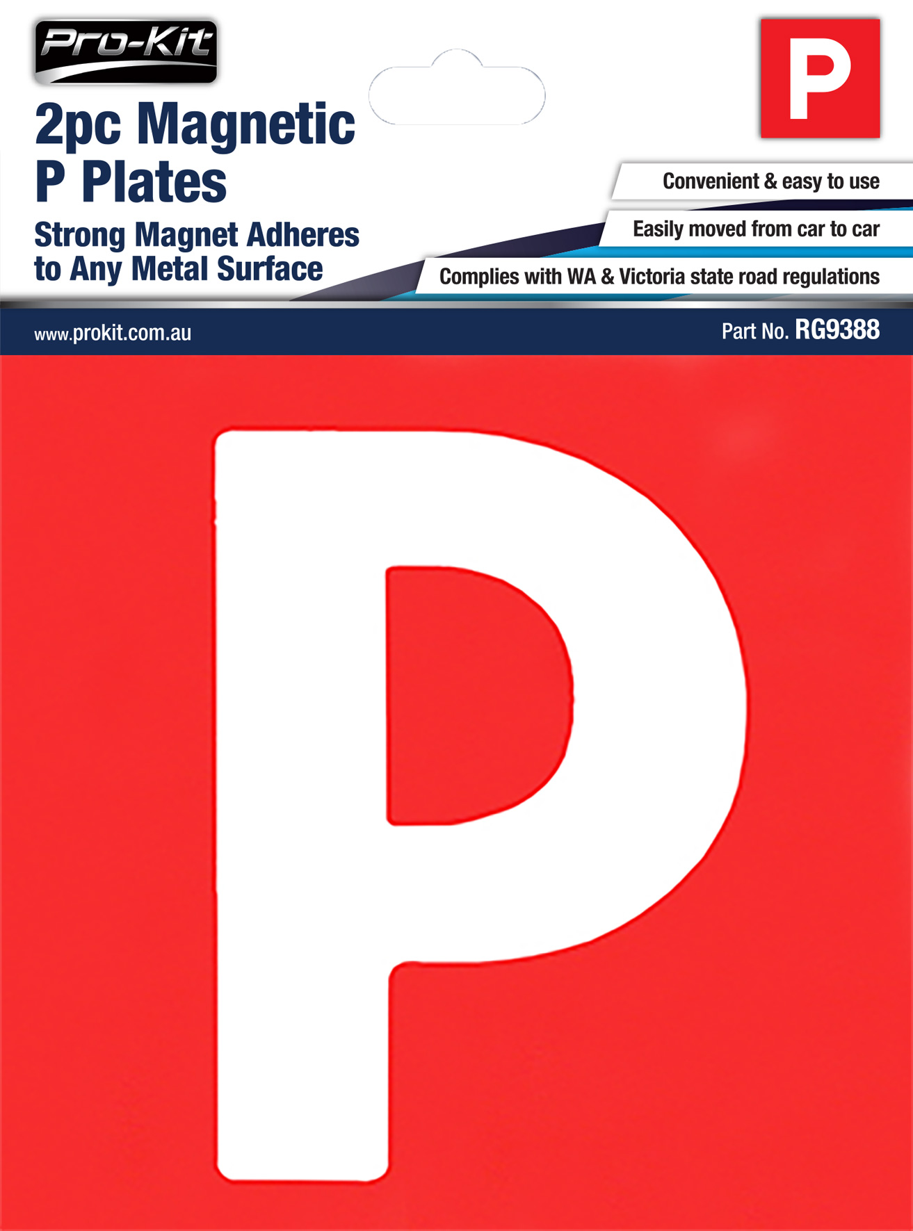 2pc Magnetic P Plates with Red Background – VIC & WA Use