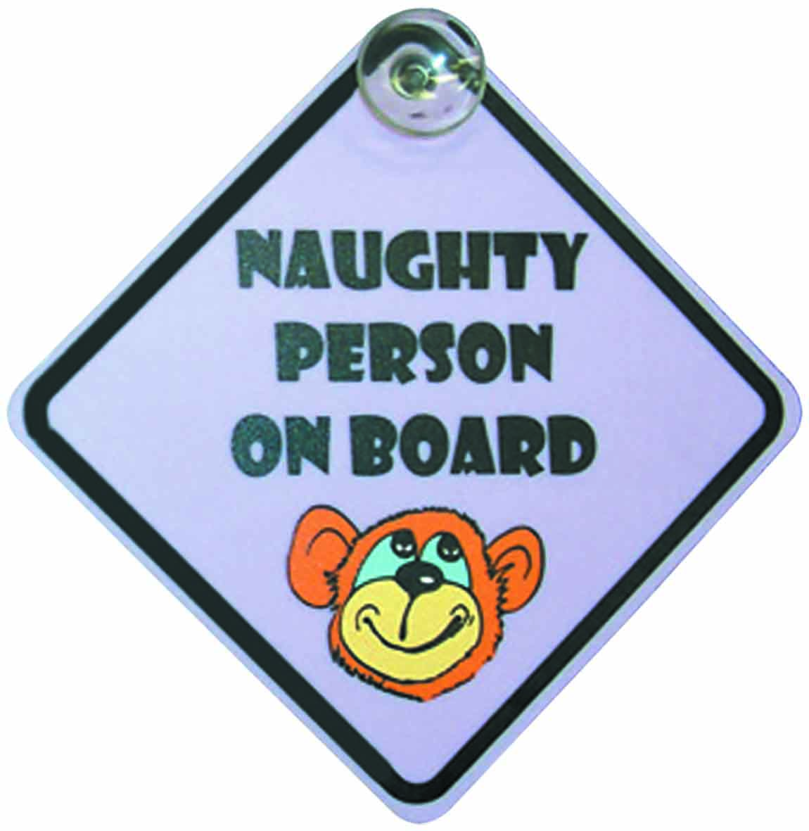 NAUGHTY PERSON ON BOARD SIGN