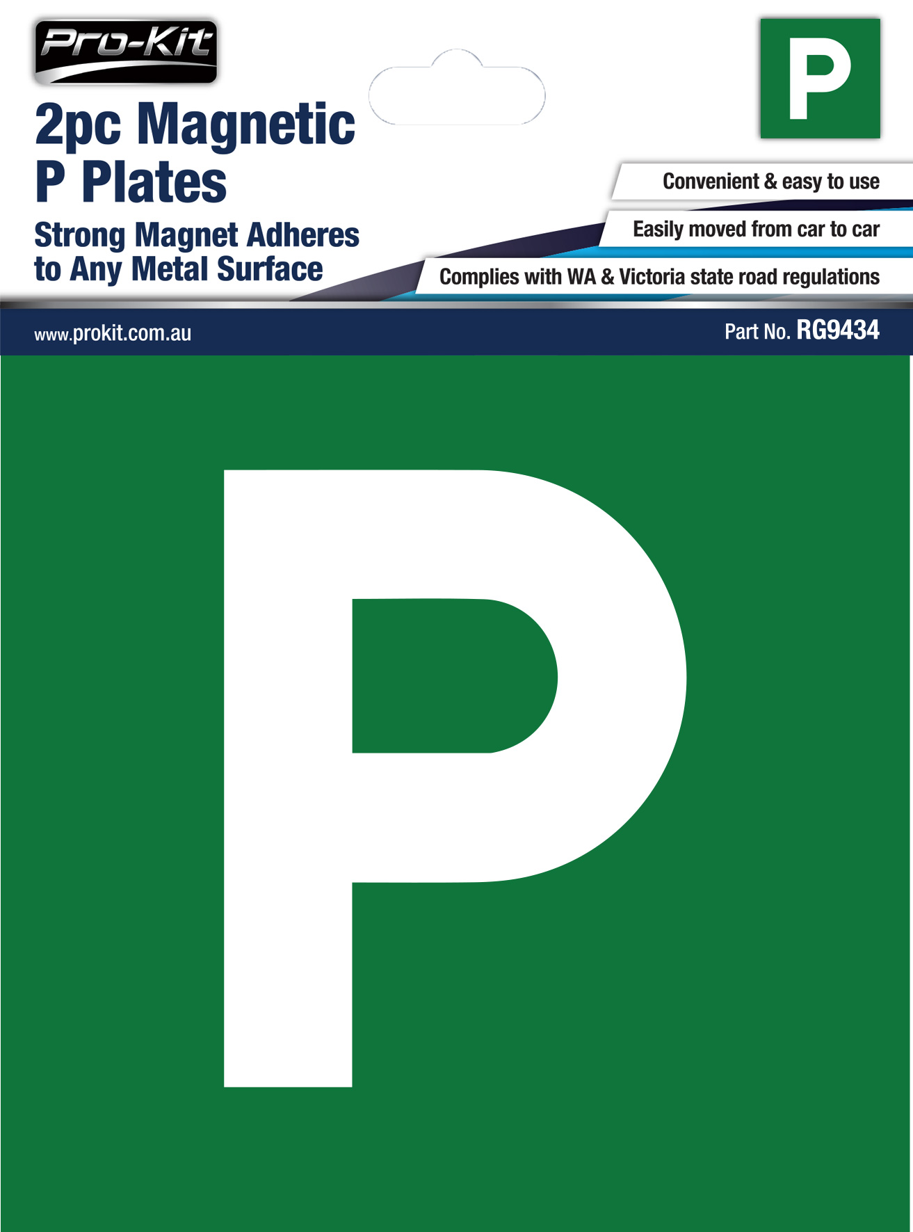 2pc Magnetic P Plates with Green Background – VIC & WA Use