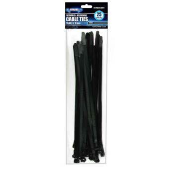 25pc 150 x 7.2mm Releasible Cable Ties