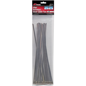 20pc 300mm x 8mm Stainless Steel Cable Ties