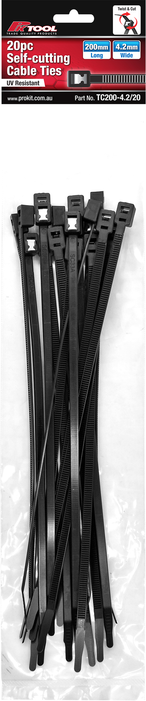 20pc 200mm Self-cutting Cable Ties