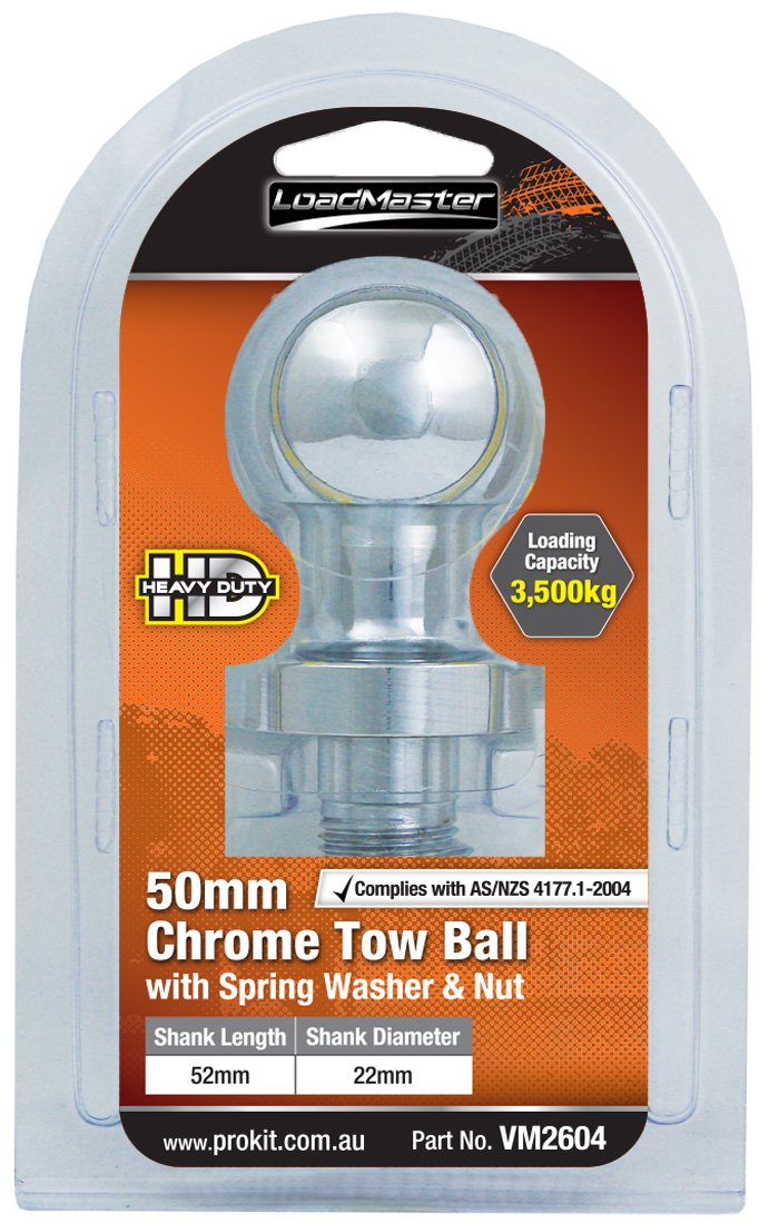 50mm Chrome Tow Ball with 52mm Thread