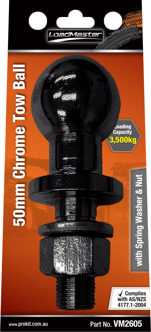50mm Black Tow Ball with 62mm Thread