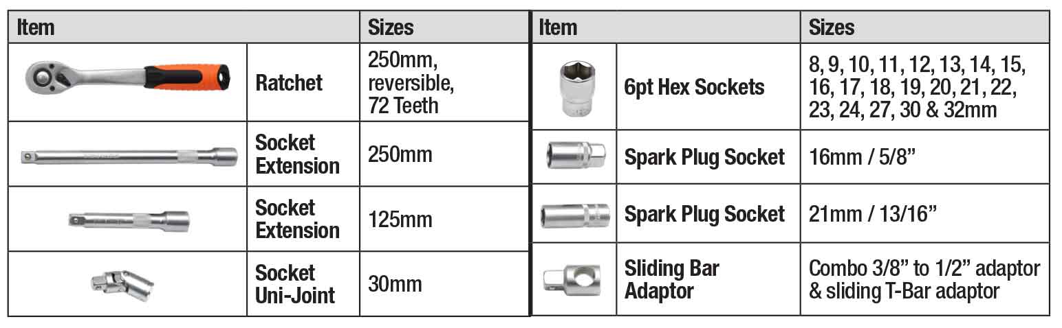 27pc 1/2″ Dr Socket Set