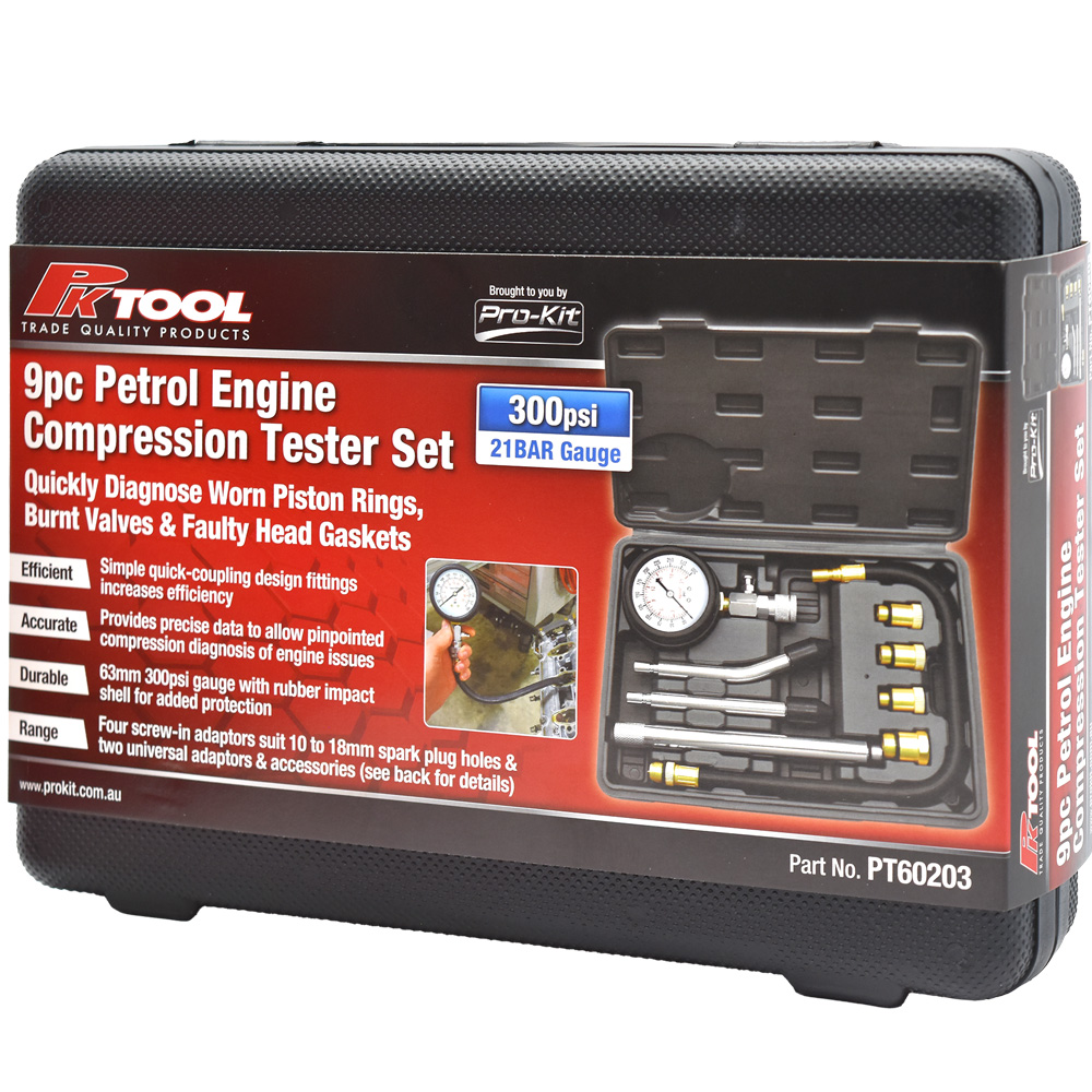 9pc Petrol Engine Compression Tester Set