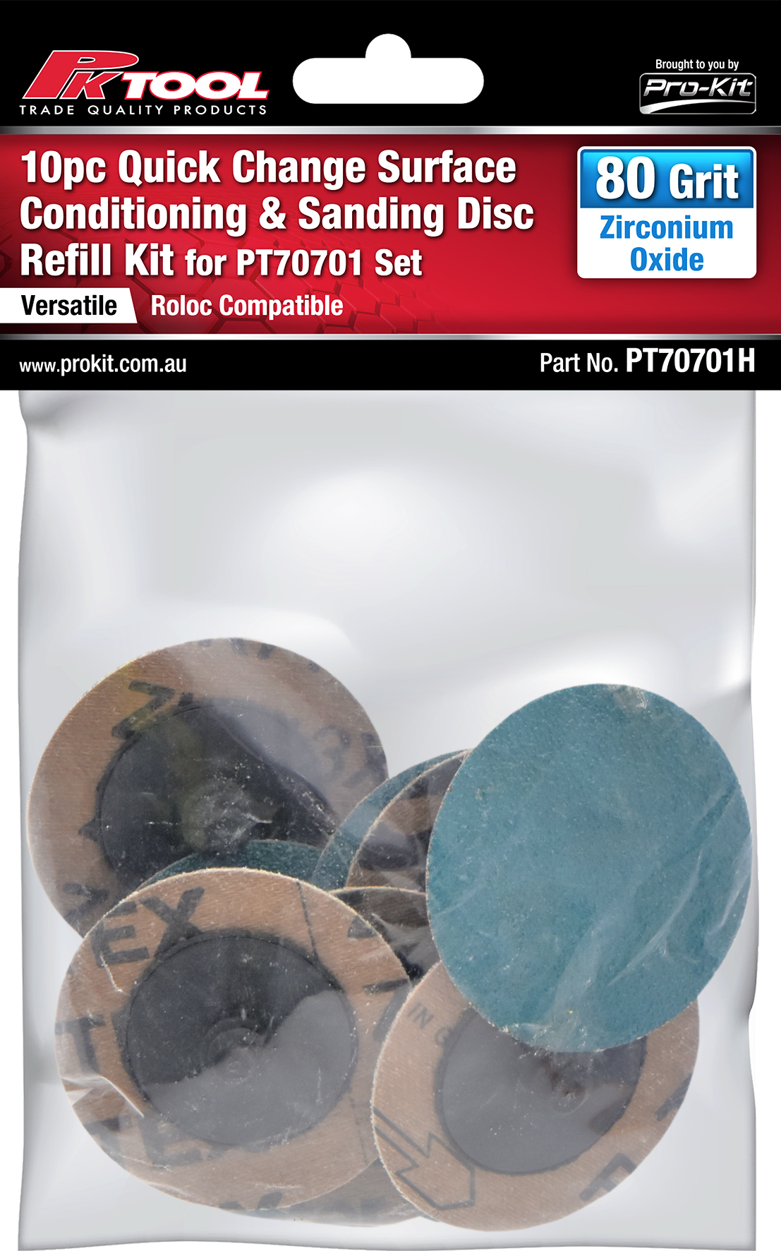 10pc 80 Grit Zirconium Oxide Sanding Discs