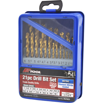 21pc Metric Drill Bit Set in Metal Case
