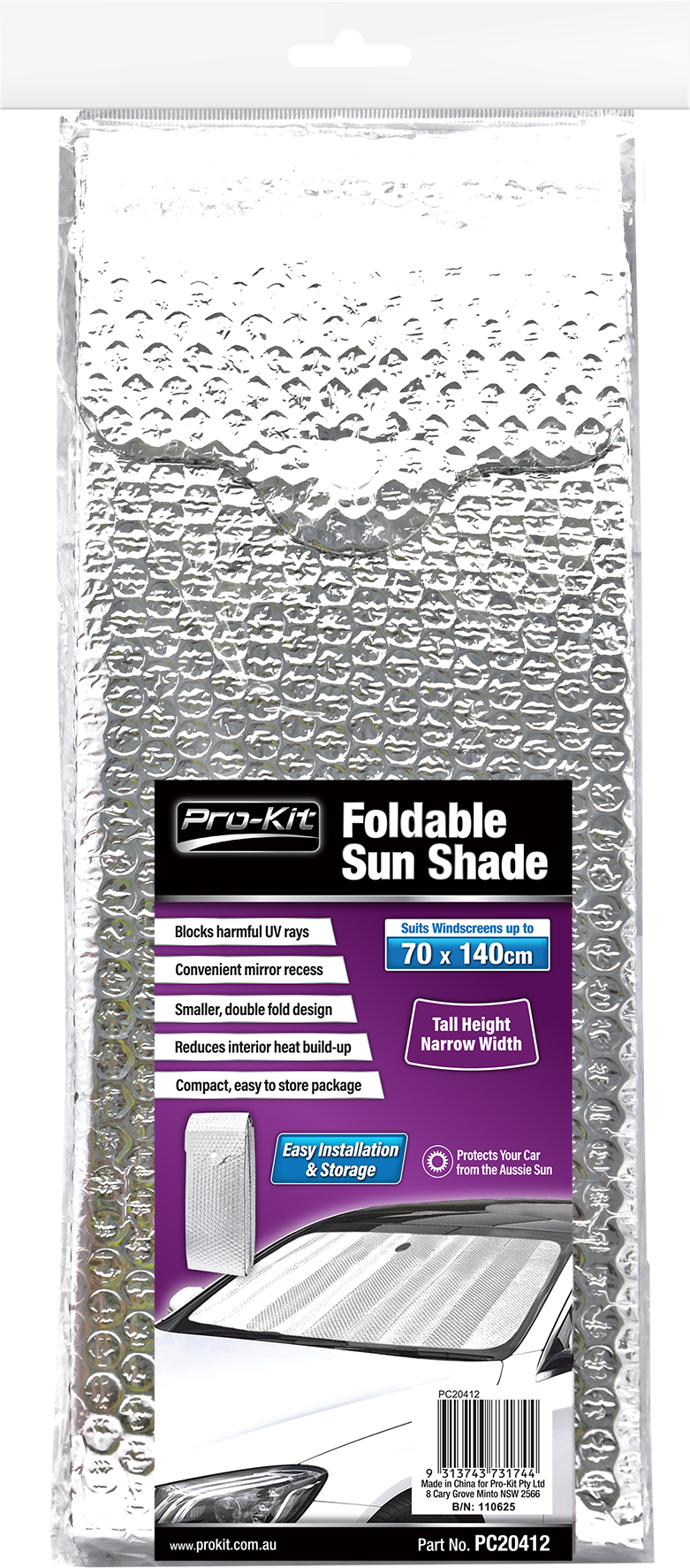 Foldable Sun Shade with Mirror Slot