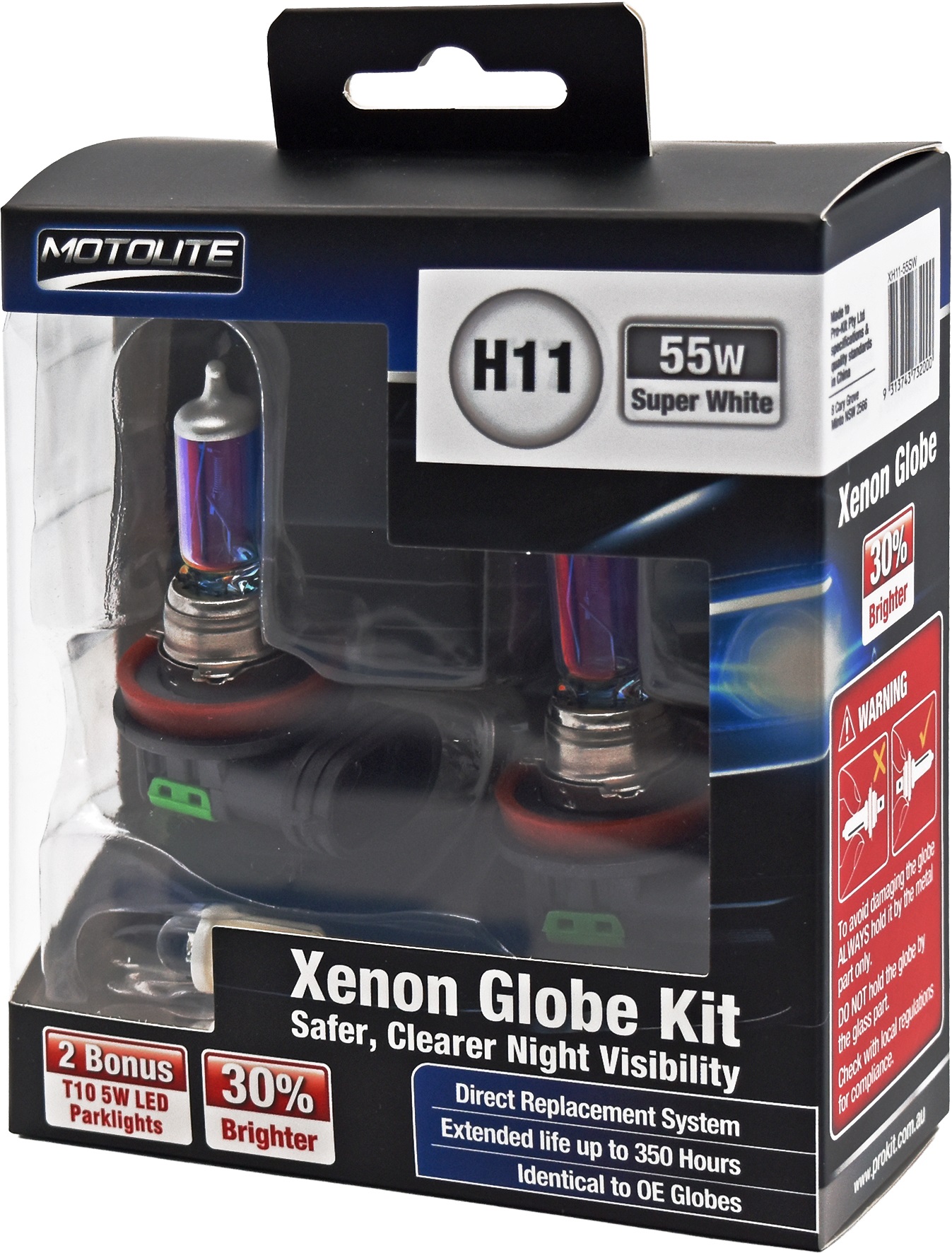 H11 Super White Xenon Globe Kit 55W