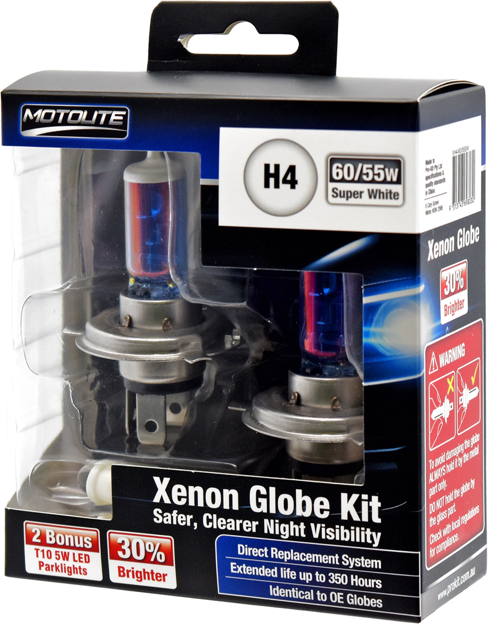 H4 Super White Xenon Globe Kit 60/55W
