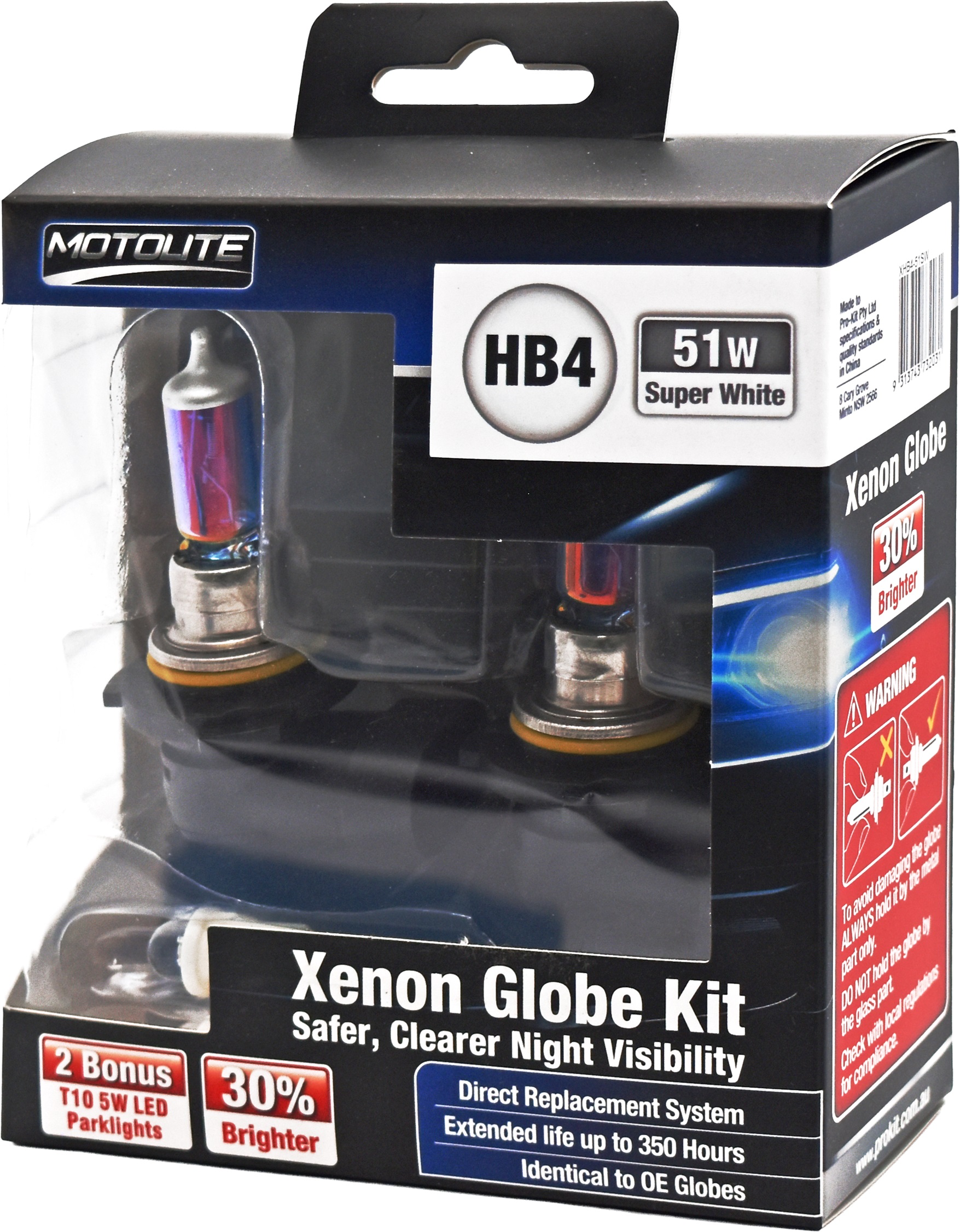 HB4 Super White Xenon Globe Kit 51W