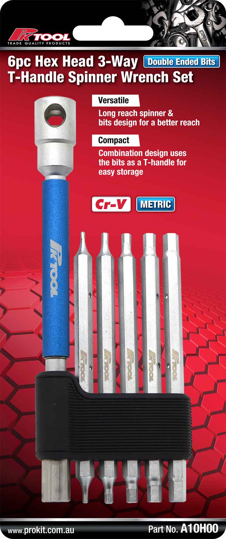 6pc Hex Head 3-Way T-Handle Spinner Wrench Set