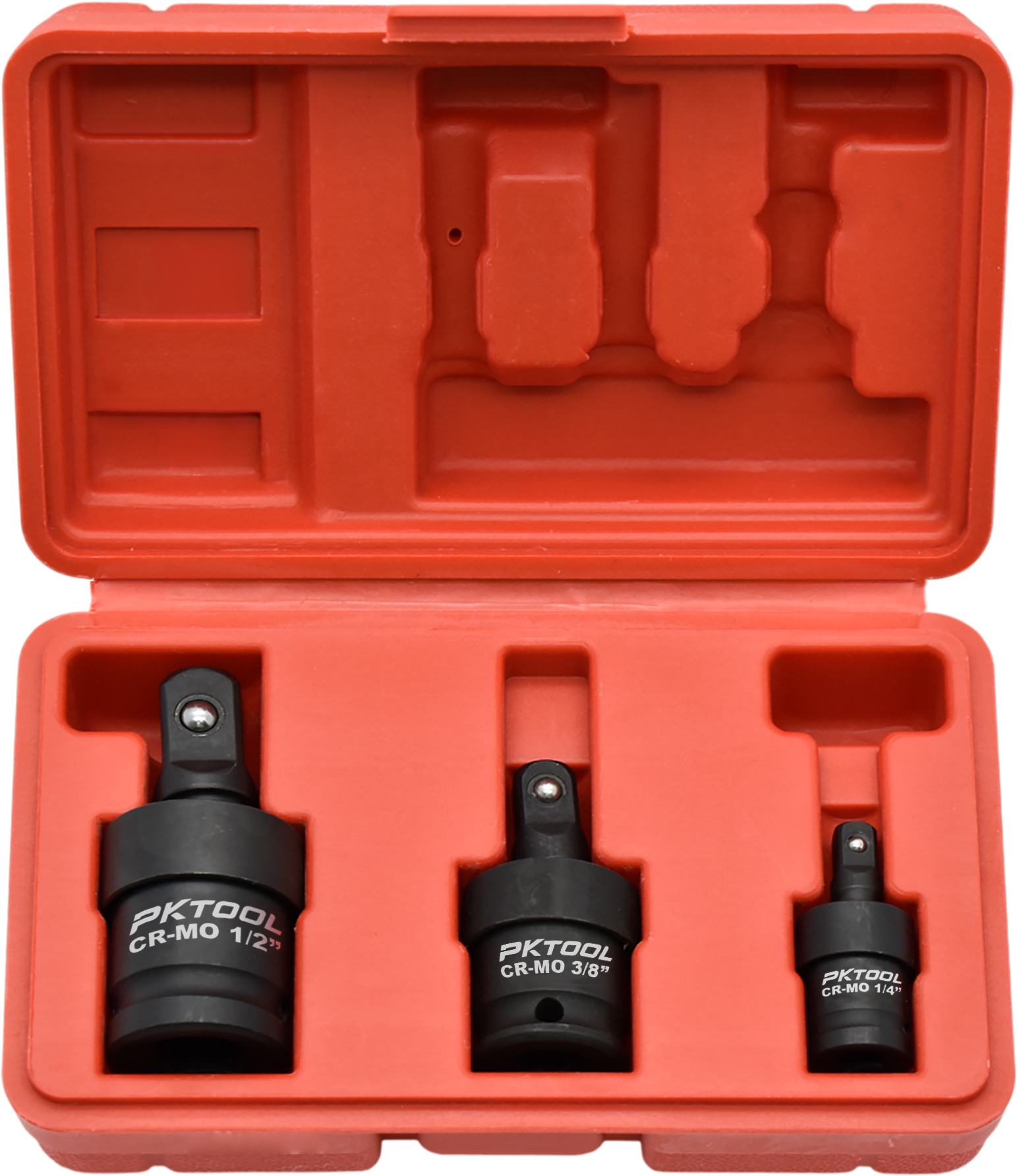 3pc 1/4″, 3/8″ & 1/2″ Dr Low Profile Universal Joint Impact Socket Adaptor Set