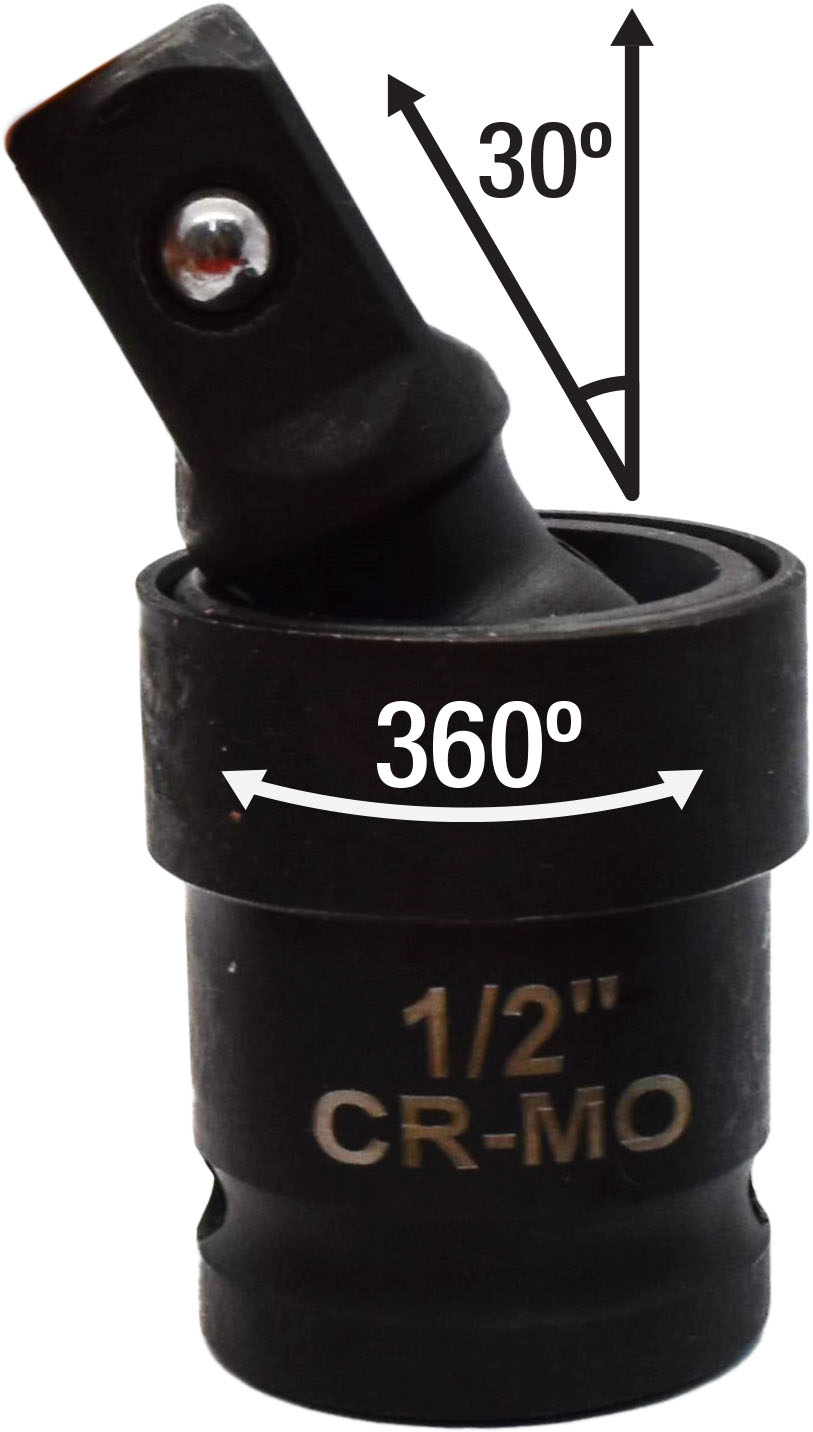 3pc 1/4″, 3/8″ & 1/2″ Dr Low Profile Universal Joint Impact Socket Adaptor Set